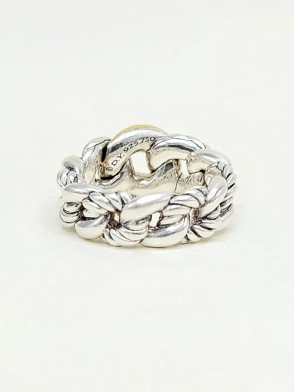 David Yurman Belmont Curb Ring w/ 18K Yellow Gold - 12mm - Size 7 - RARE